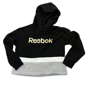 KIDS REEBOK Black Colour Blocked Hooded Pullover Casual Sweatshirt 6/6X